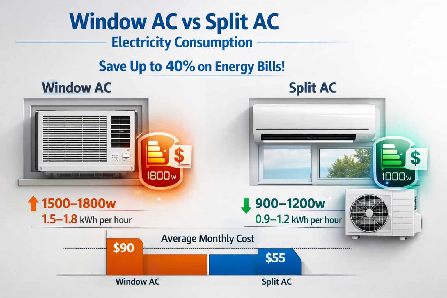 Which One Saves More Power: Window AC vs Split AC Electricity Consumption