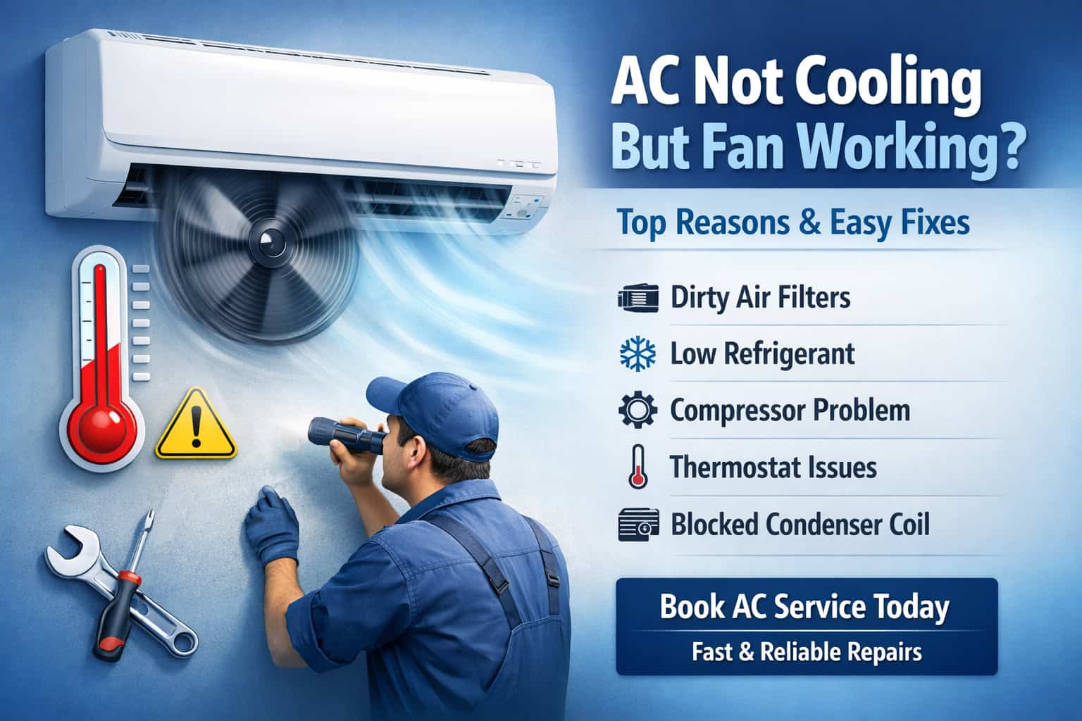 AC Not Cooling But Fan Working – Reasons & Fix